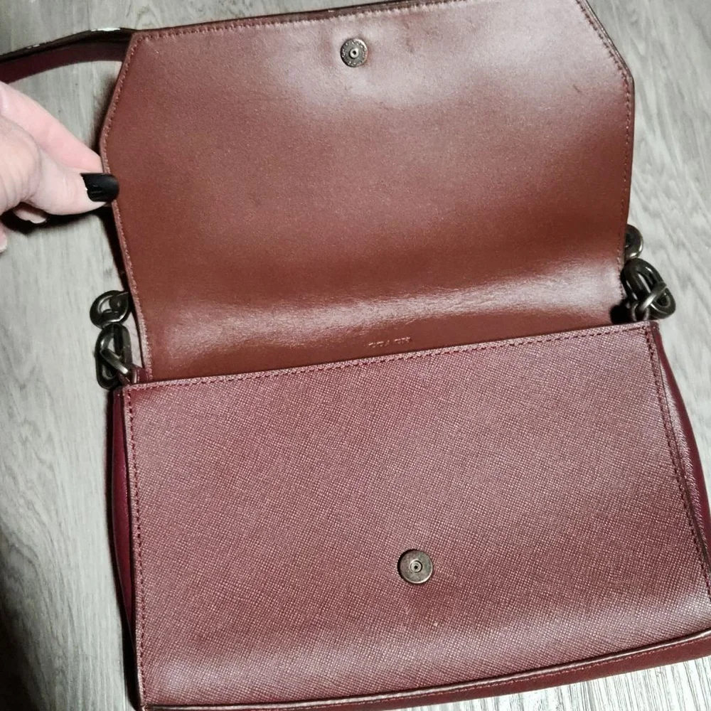 Coach Crosstown Colorblock Leather Crossbody Bag Burgundy - Picture 12 of 12
